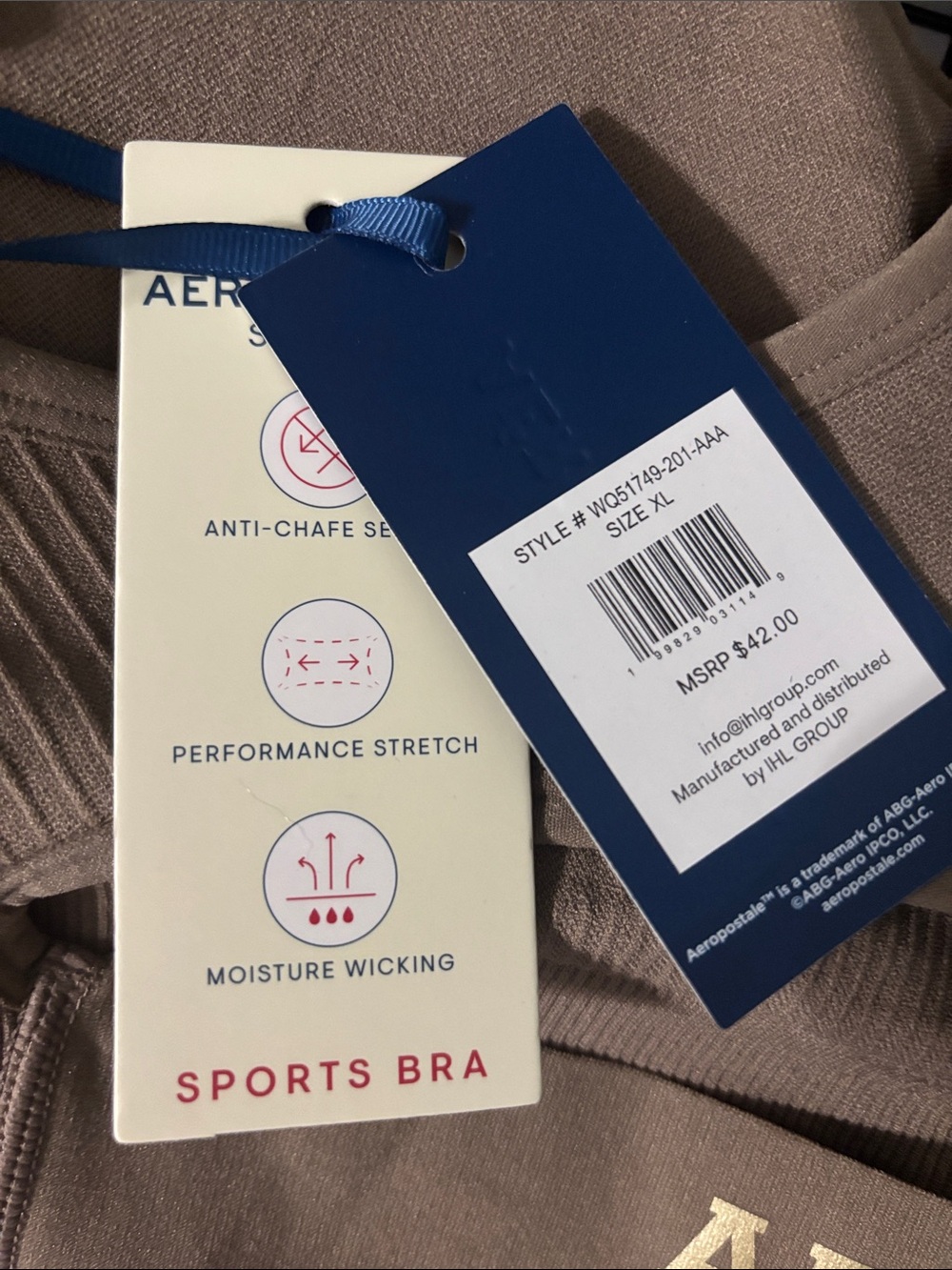 Aeropostale Taupe Racerback Sports Bra - Picture 3 of 3